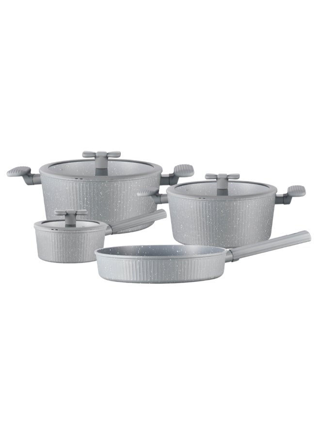 طقم أواني طهي ألومنيوم مطروق 7 قطع رمادي 31 x 15 x 56 سم HS-99 GREY